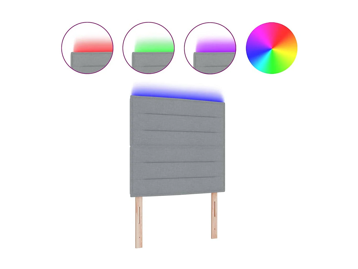 Tête de lit LED avec des lumières à LED Gris clair 90 cm tissu