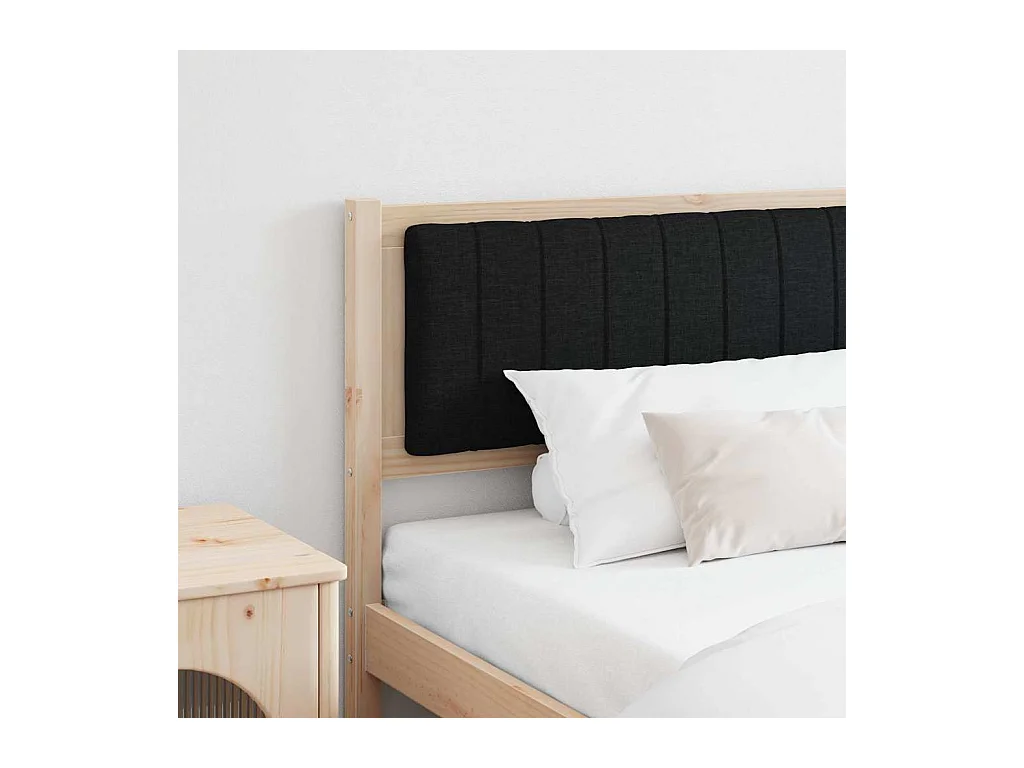 Cabecero tapizado Marrón 200 cm Madera de Pino Sólido y Tela