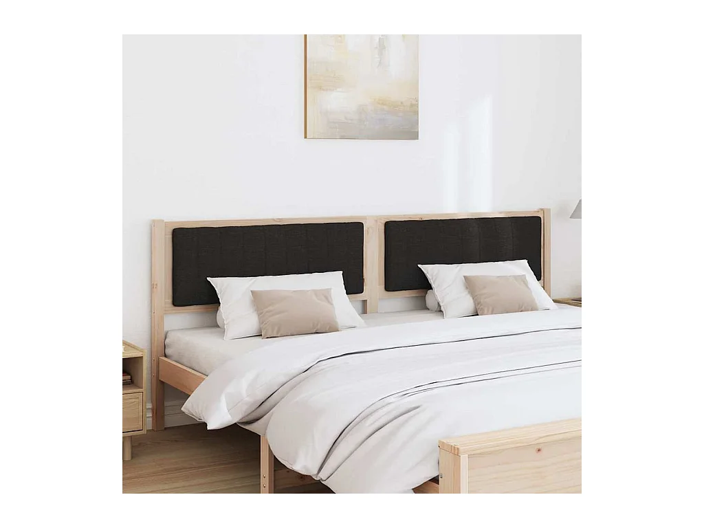 Cabecero tapizado Marrón 200 cm Madera de Pino Sólido y Tela