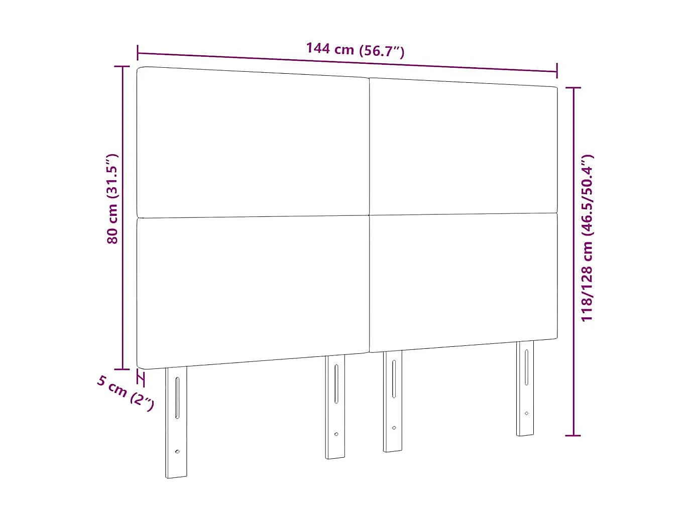 Tête de lit LED avec des lumières à LED Crème 144 cm tissu