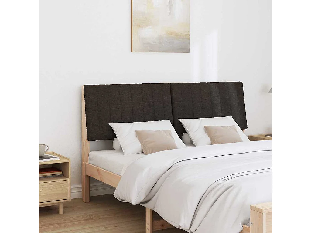 Cabeceira estofada Preto 150 cm Madeira de Pinheiro Sólida