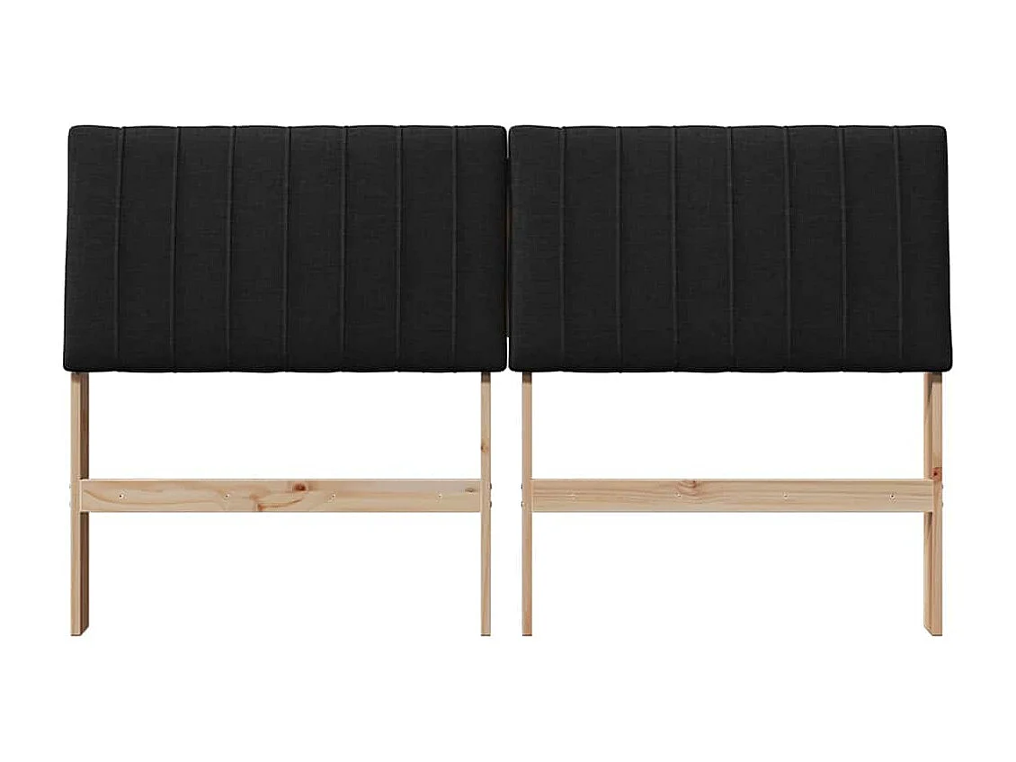 Cabeceira estofada Preto 150 cm Madeira de Pinheiro Sólida