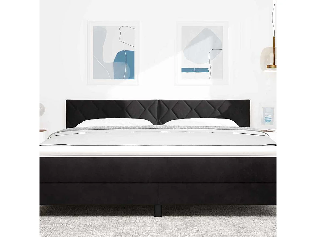 Tête de Lit LED avec des lumières à LED Noir 180 cm Velours