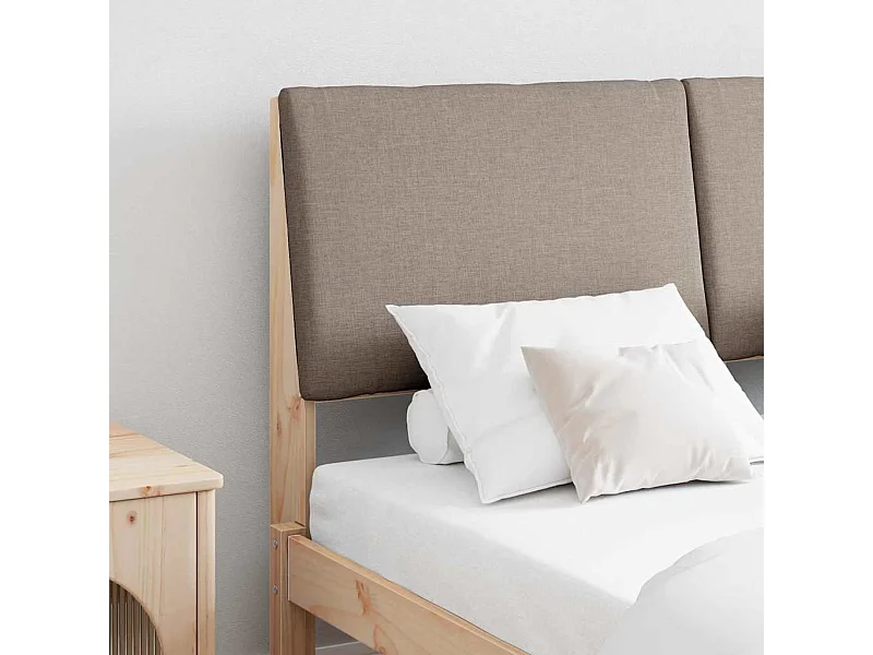 Tête de lit capitonnée Taupe 140 cm Pin massif