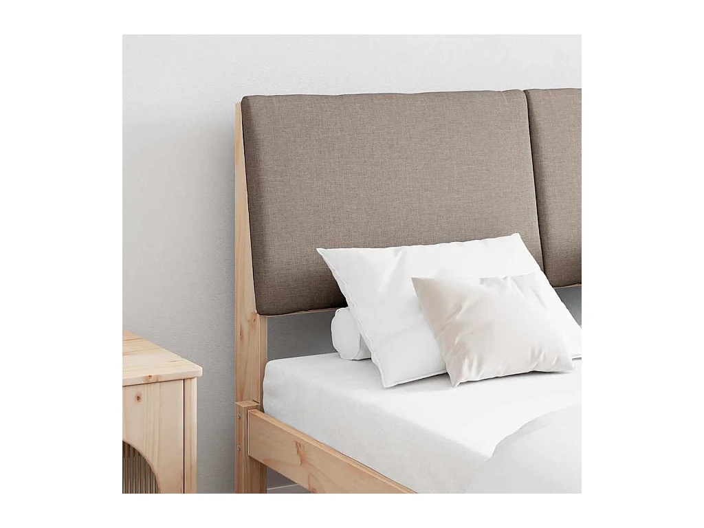 Tête de lit capitonnée Taupe 140 cm Pin massif