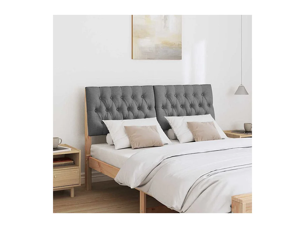 Cabecero tapizado Gris oscuro 160 cm Madera de pino macizo