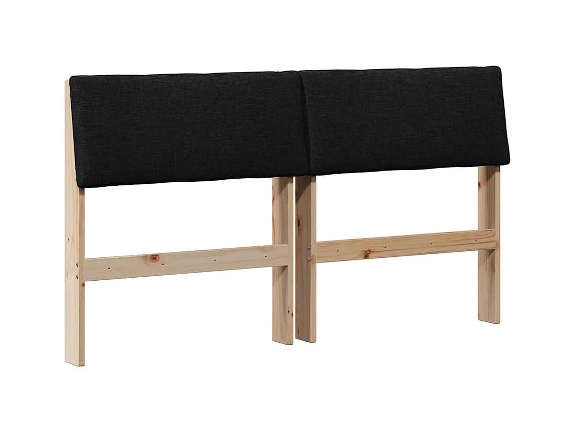 Cabecero tapizado Negro 135 cm Madera de pino macizo