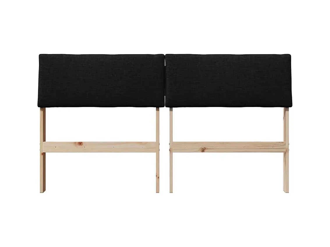 Cabecero tapizado Negro 135 cm Madera de pino macizo
