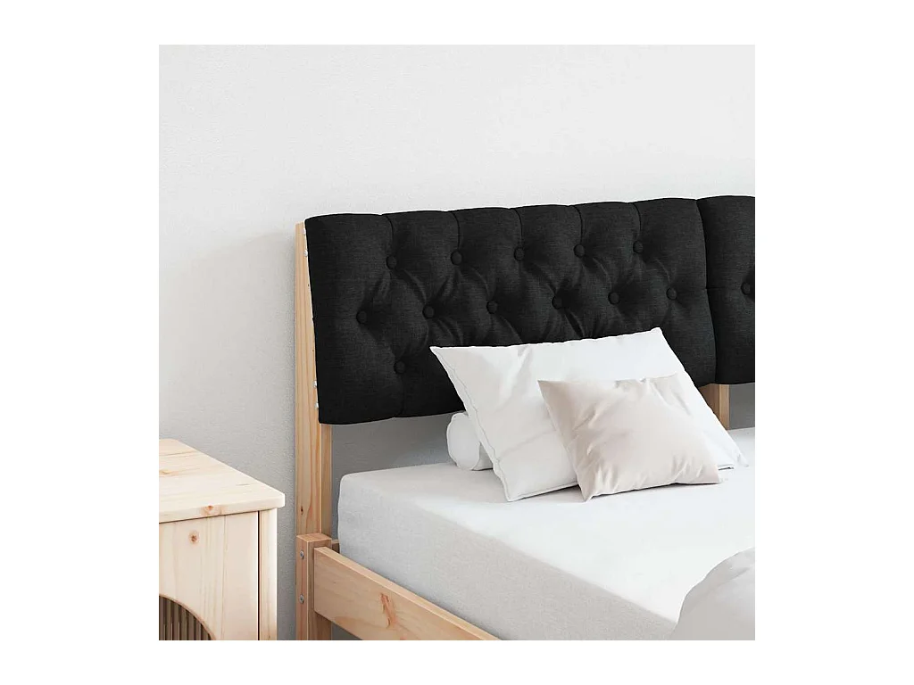 Tête de lit capitonnée Noir 160 cm Pin massif