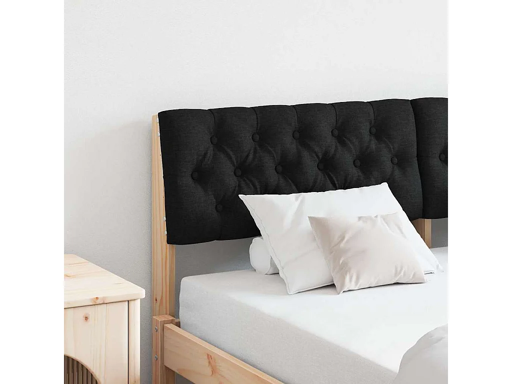 Cabecero tapizado Negro 160 cm Madera de pino macizo