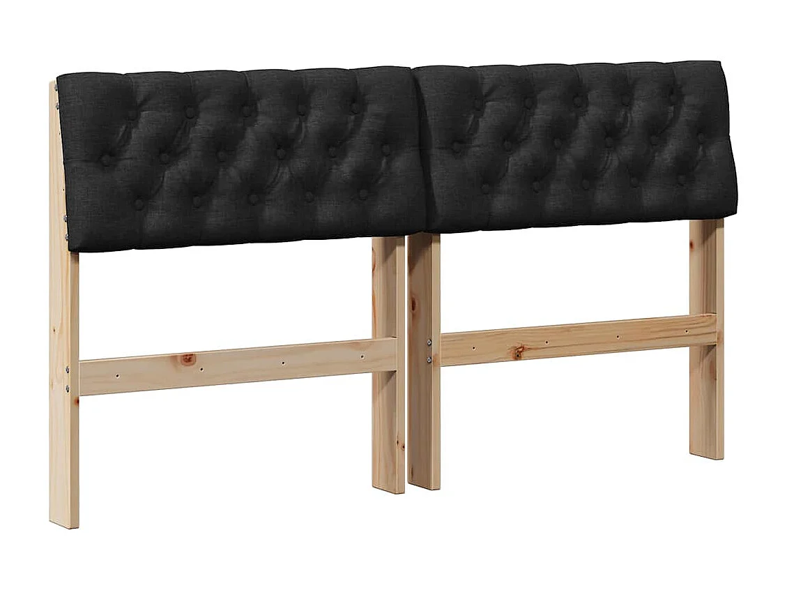 Cabecero tapizado Negro 160 cm Madera de pino macizo