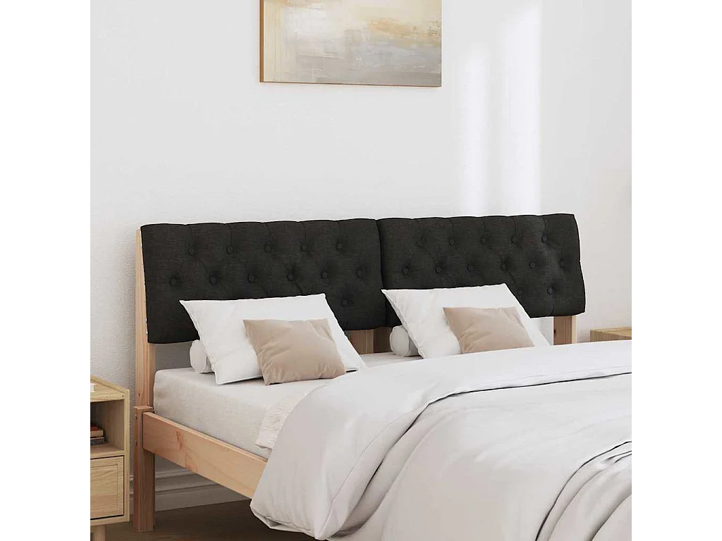 Cabecero tapizado Negro 160 cm Madera de pino macizo