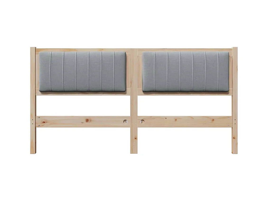 Cabecero tapizado Marrón 150 cm Madera de Pino Sólido y Tela