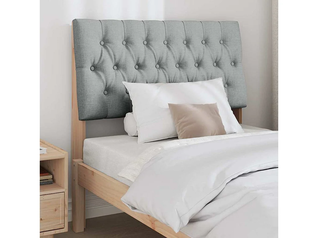 Gestoffeerd hoofdbord Lichtgrijs 90 cm Massief grenenhout