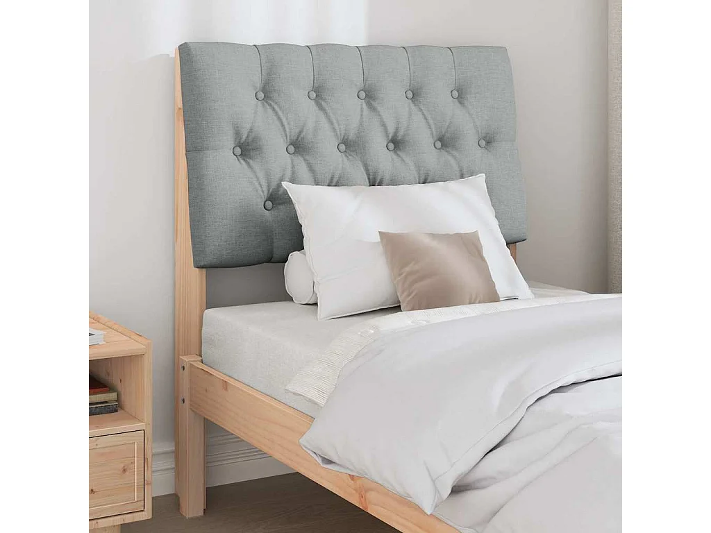 Tête de lit capitonnée Gris clair 80 cm Pin massif