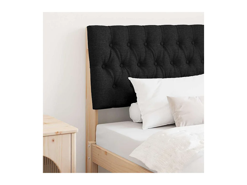 Cabecero tapizado Negro 90 cm Madera de pino macizo