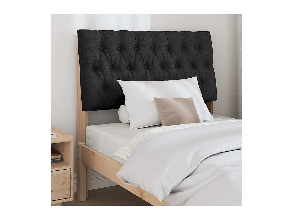 Cabecero tapizado Negro 90 cm Madera de pino macizo