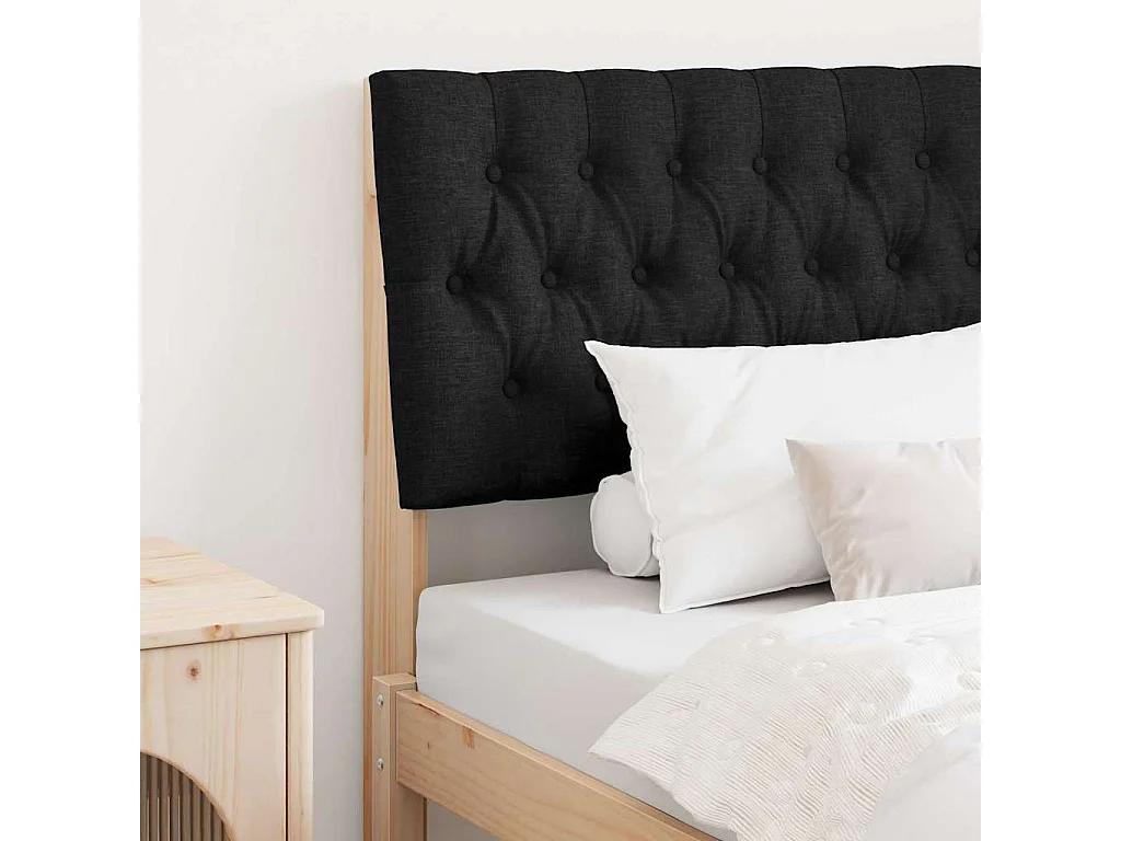 Tête de lit capitonnée Noir 90 cm Pin massif