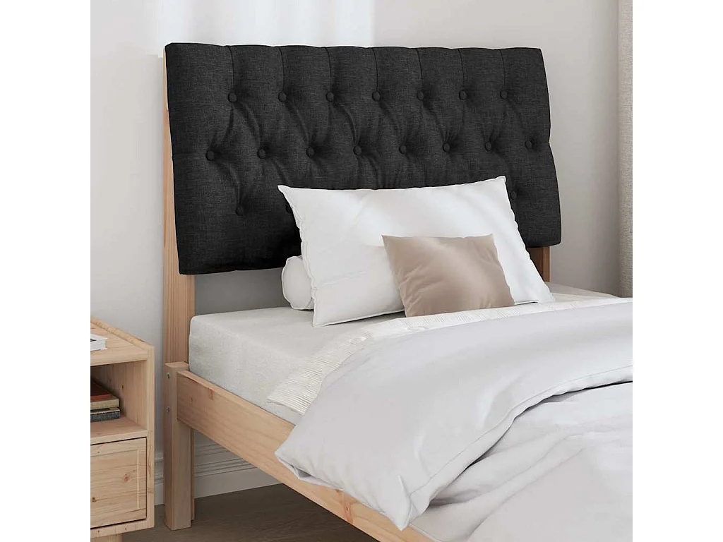 Tête de lit capitonnée Noir 90 cm Pin massif