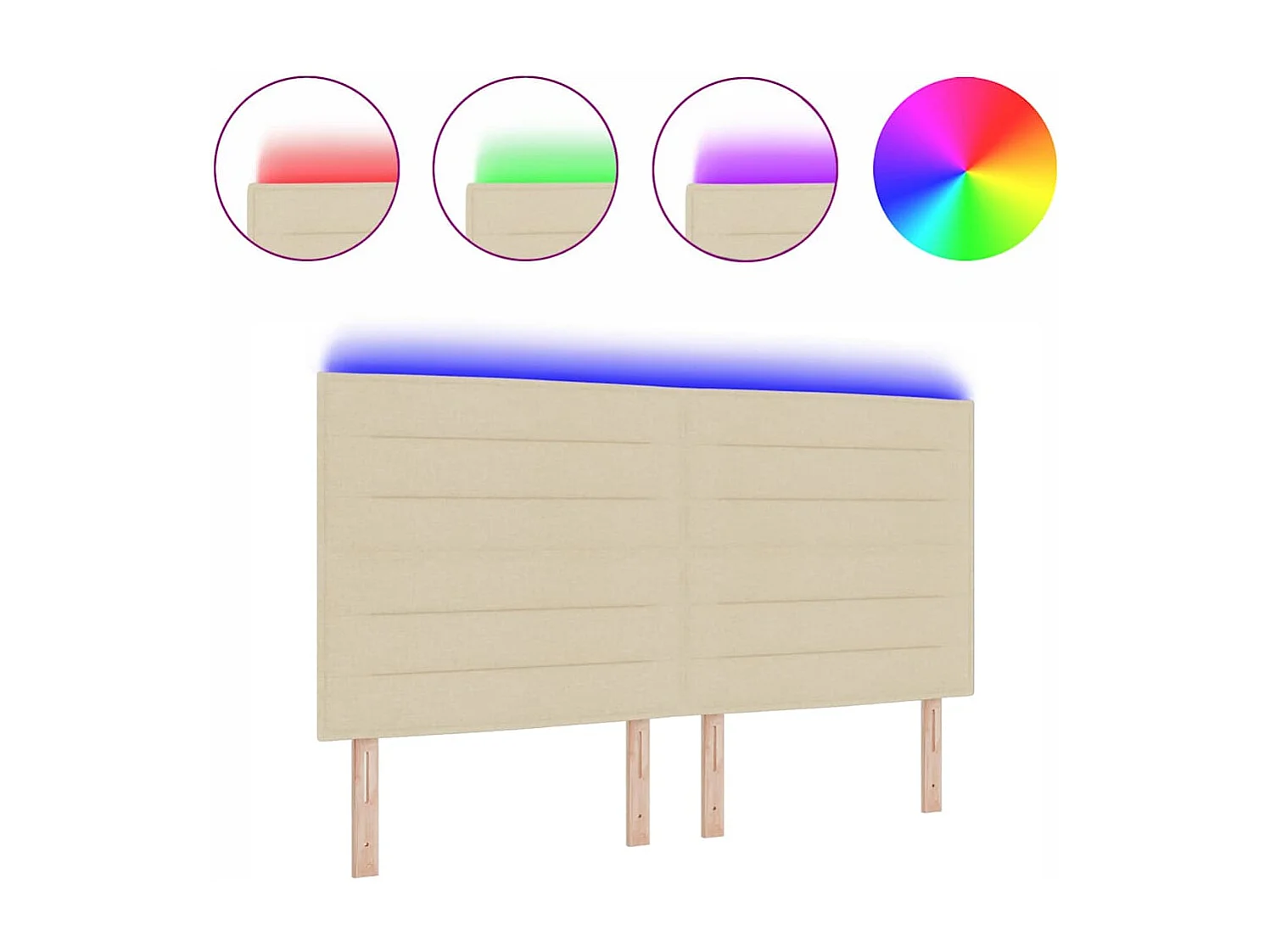 Tête de lit LED avec des lumières à LED Crème 180 cm tissu