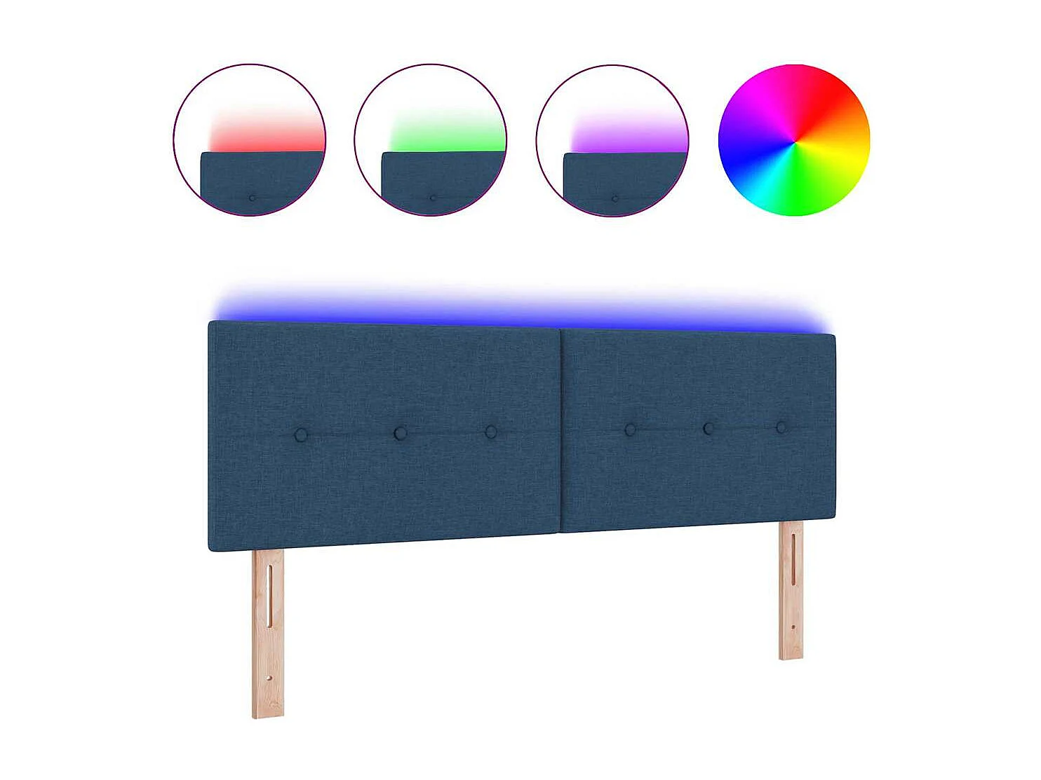 Tête de Lit LED avec des lumières à LED Bleu 144 cm tissu