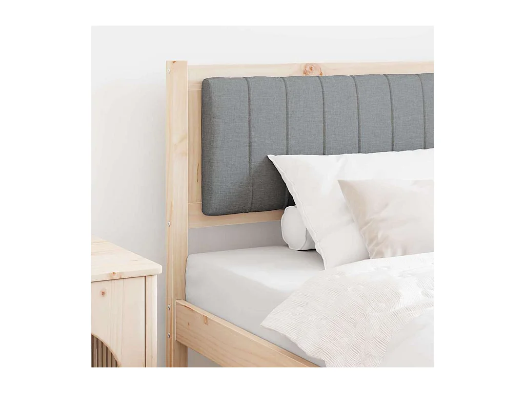 Cabecero tapizado Marrón 90 cm Madera de Pino Sólido y Tela