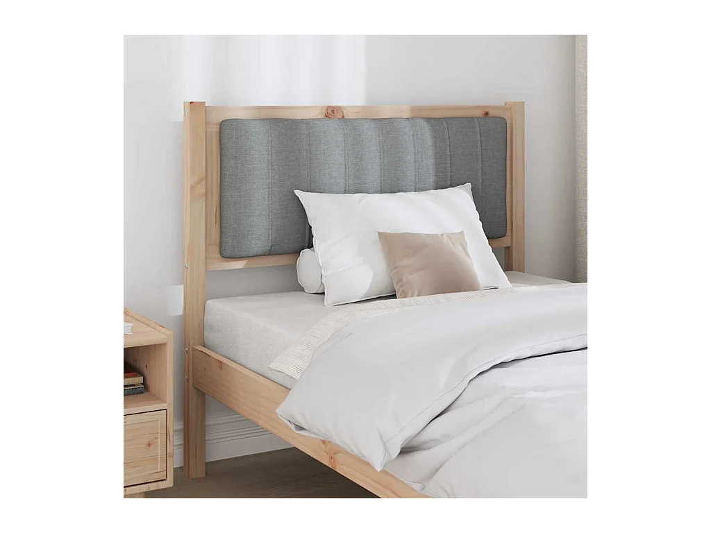 Cabecero tapizado Marrón 90 cm Madera de Pino Sólido y Tela