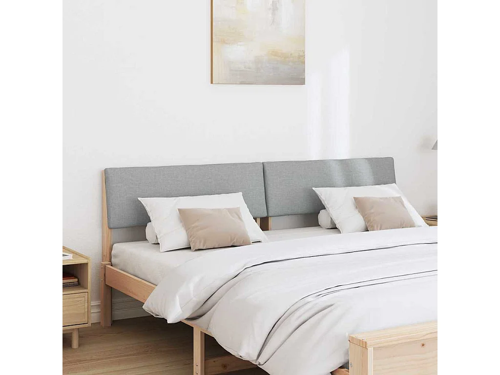 Tête de lit capitonnée Gris clair 200 cm Pin massif