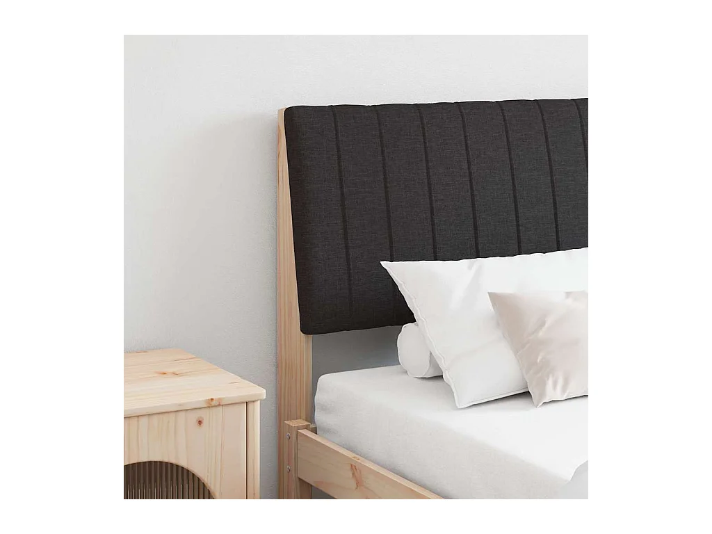 Cabecero tapizado Negro 200 cm Madera de pino macizo