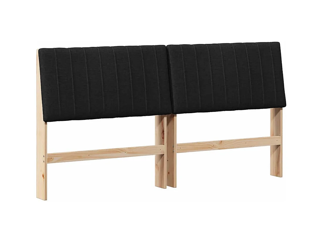 Cabecero tapizado Negro 200 cm Madera de pino macizo