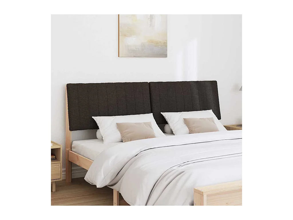 Cabecero tapizado Negro 200 cm Madera de pino macizo
