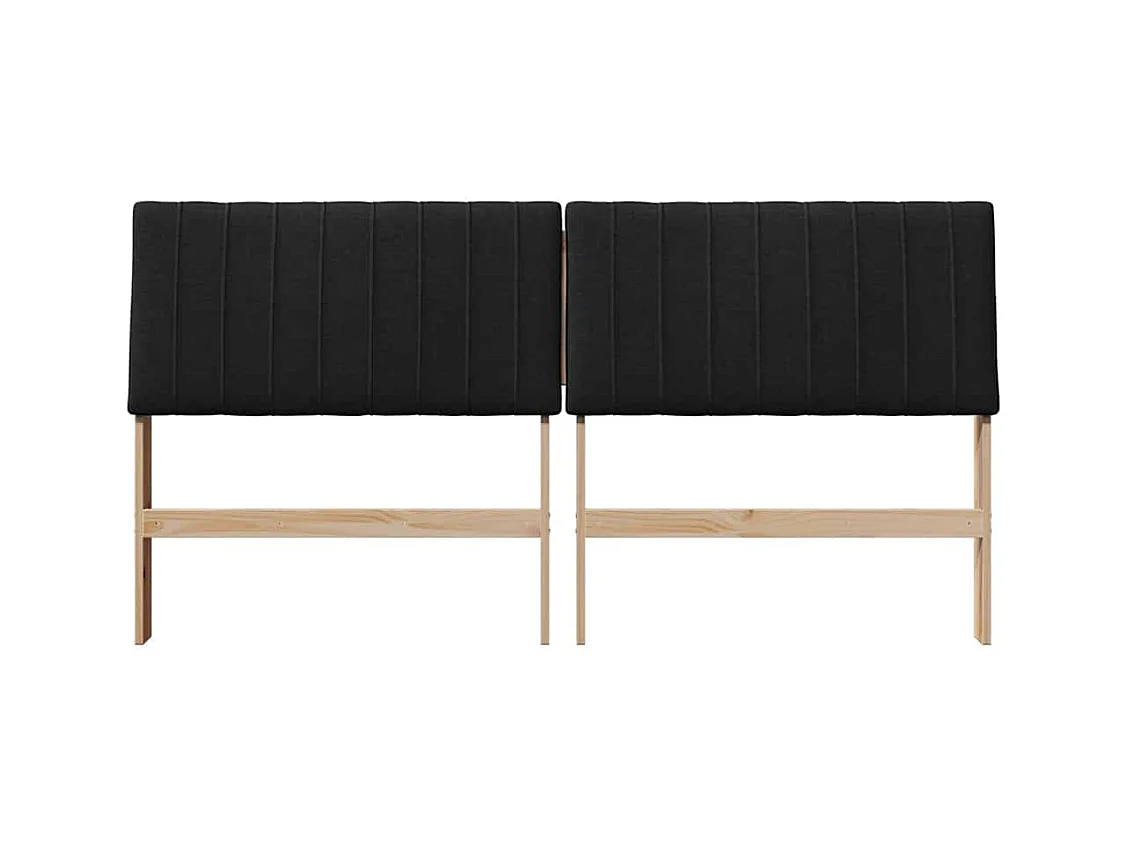 Cabecero tapizado Negro 200 cm Madera de pino macizo