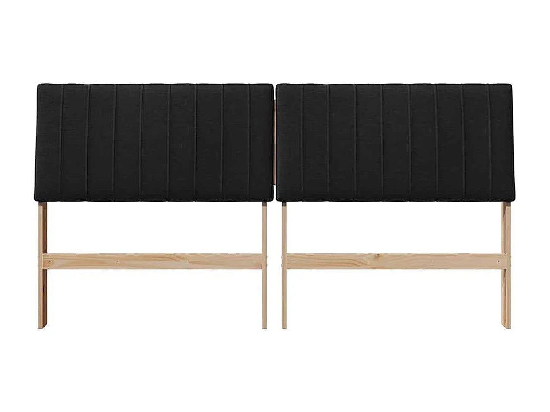 Cabeceira estofada Preto 200 cm Madeira de Pinheiro Sólida