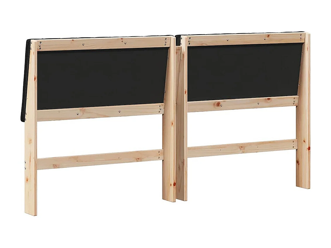 Cabeceira estofada Preto 200 cm Madeira de Pinheiro Sólida