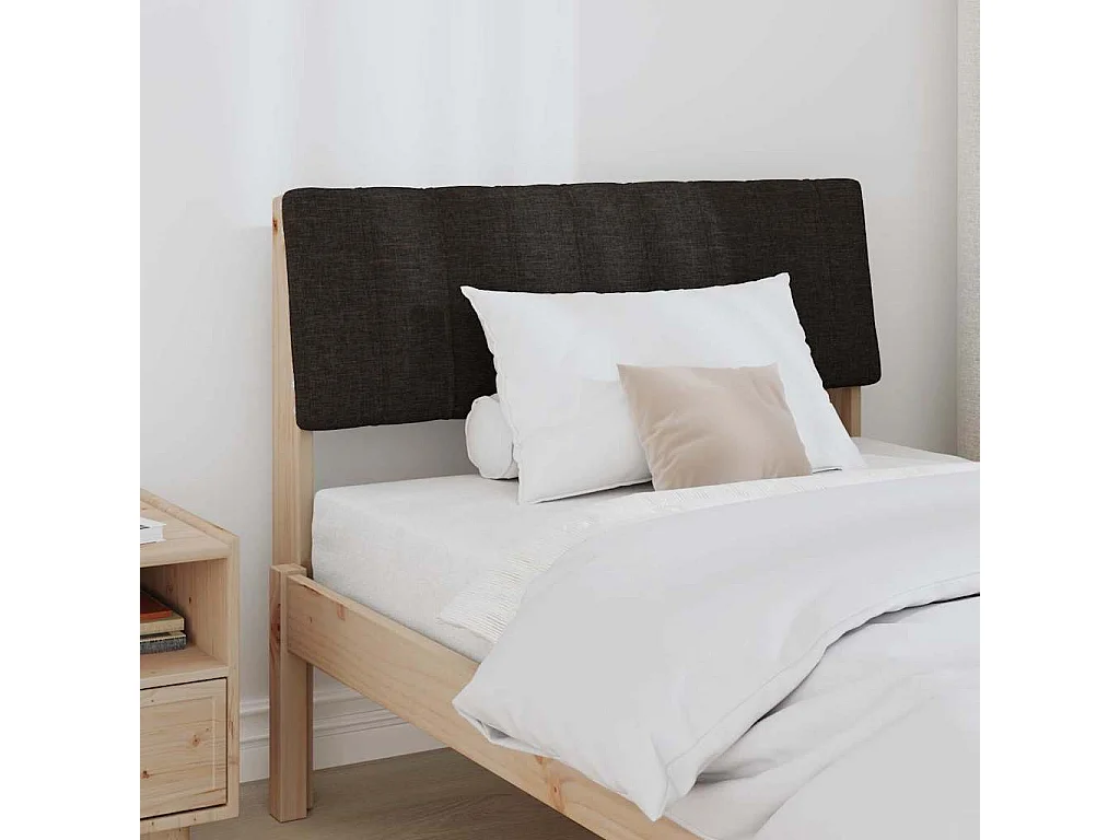 Cabeceira estofada Preto 90 cm Madeira de Pinheiro Sólida