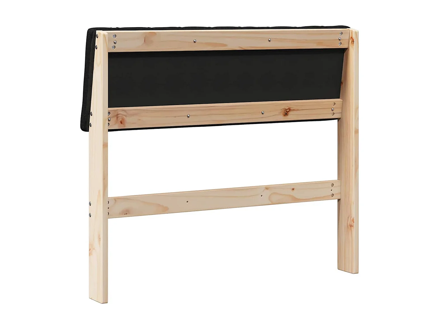 Cabeceira estofada Preto 90 cm Madeira de Pinheiro Sólida