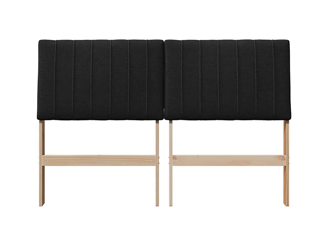 Cabeceira estofada Preto 135 cm Madeira de Pinheiro Sólida