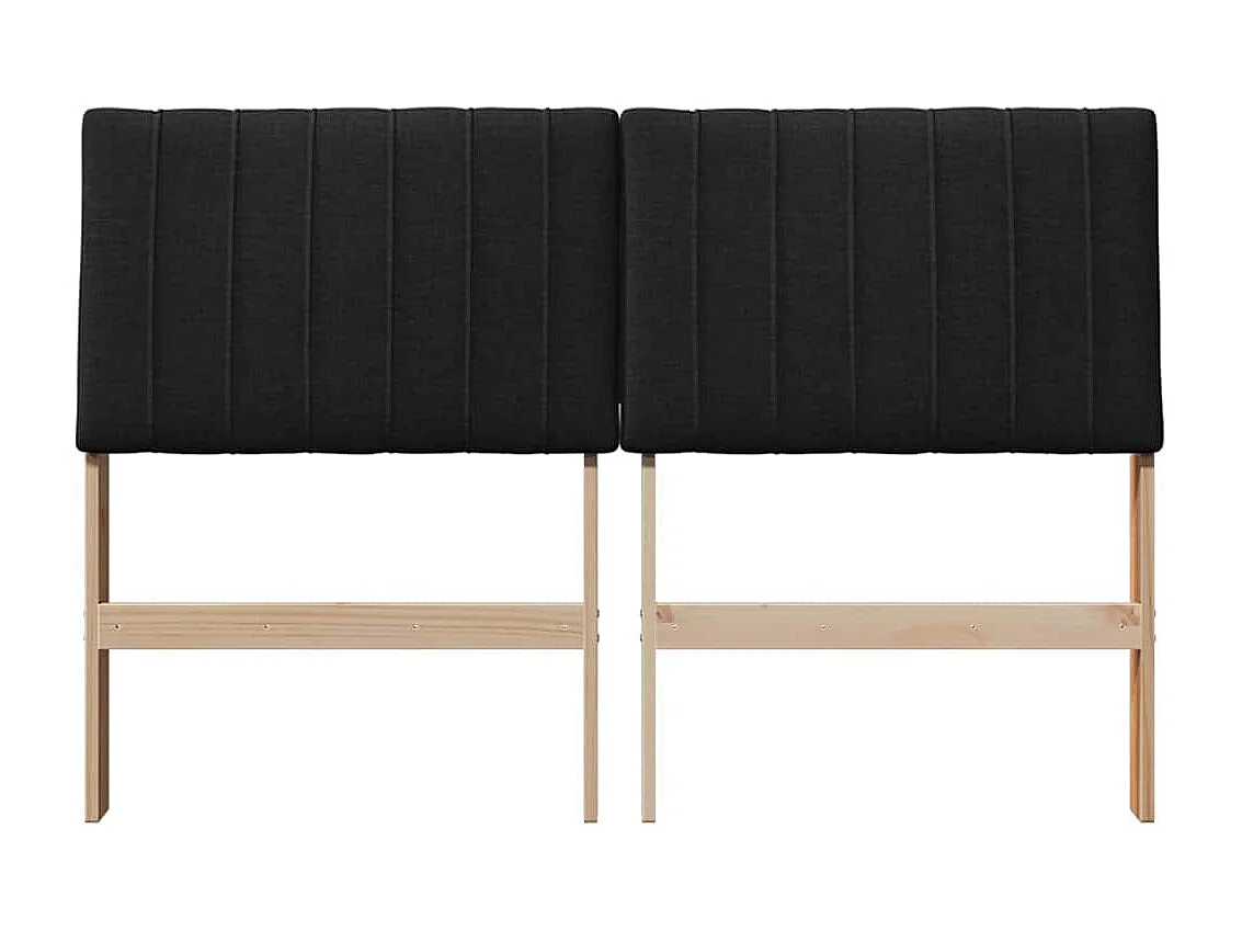 Cabeceira estofada Preto 135 cm Madeira de Pinheiro Sólida