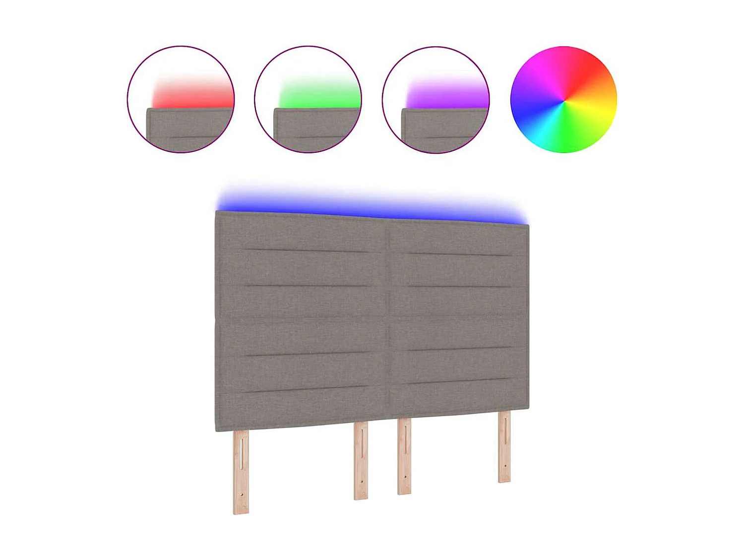 Tête de lit LED avec des lumières à LED Taupe 160 cm tissu