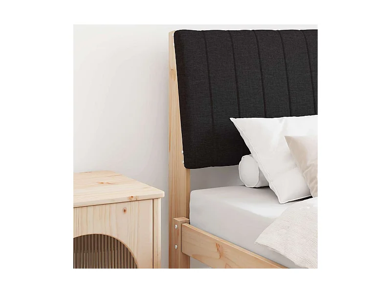 Cabecero tapizado Negro 75 cm Madera de pino macizo