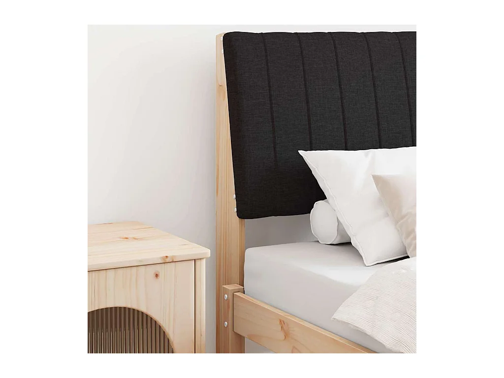 Cabecero tapizado Negro 75 cm Madera de pino macizo