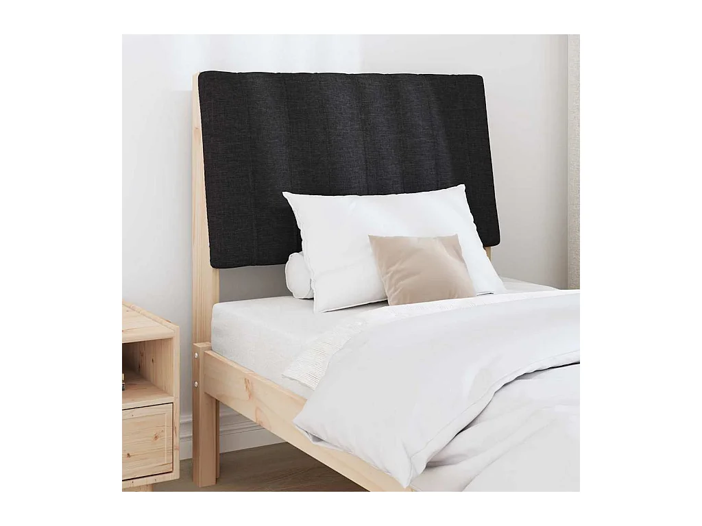 Cabecero tapizado Negro 75 cm Madera de pino macizo