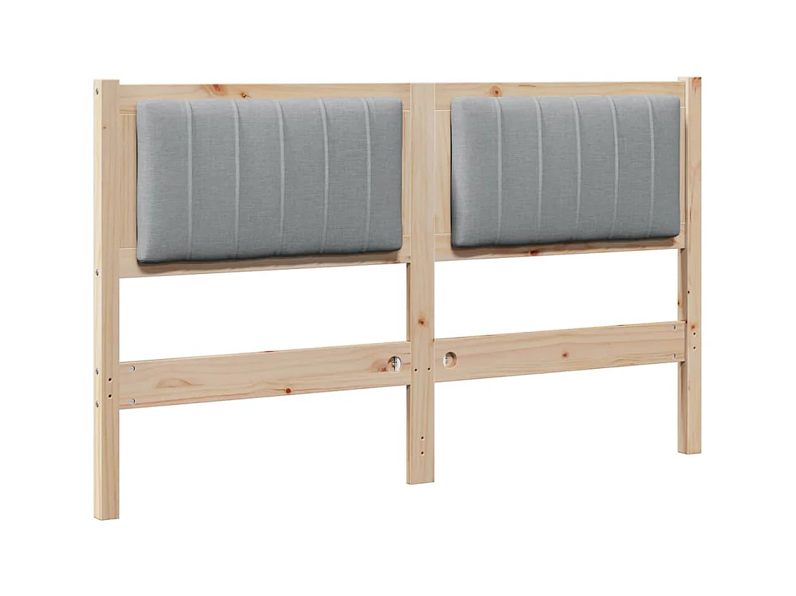 Cabecero tapizado Marrón 140 cm Madera de Pino Sólido y Tela