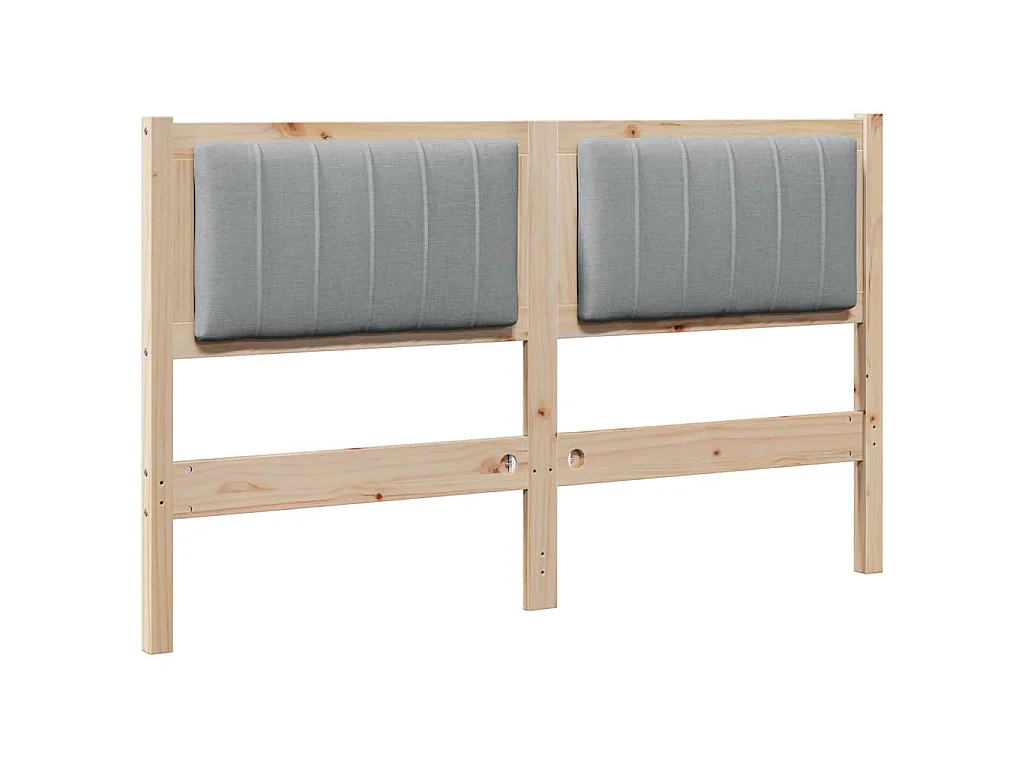 Cabecero tapizado Marrón 140 cm Madera de Pino Sólido y Tela