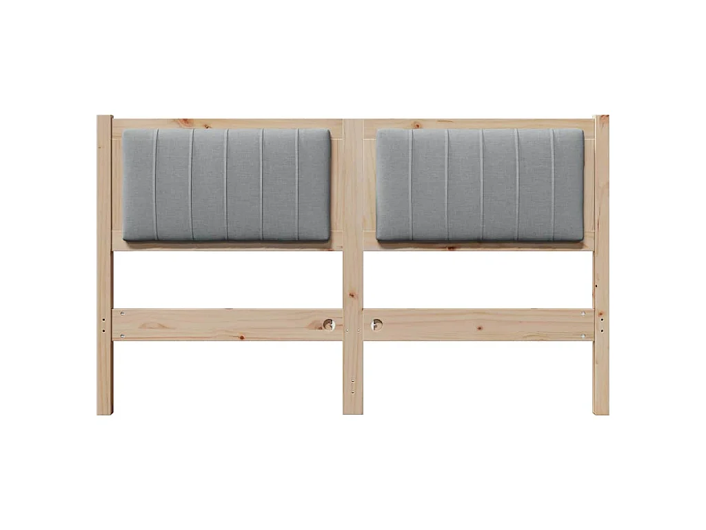 Cabecero tapizado Marrón 140 cm Madera de Pino Sólido y Tela