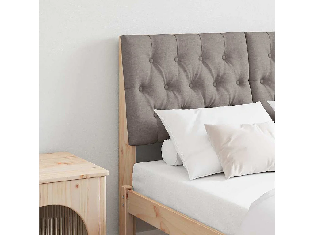Tête de lit capitonnée Taupe 120 cm Pin massif