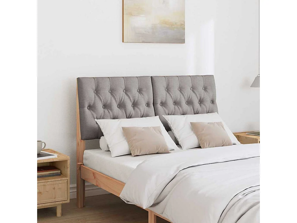 Tête de lit capitonnée Taupe 120 cm Pin massif