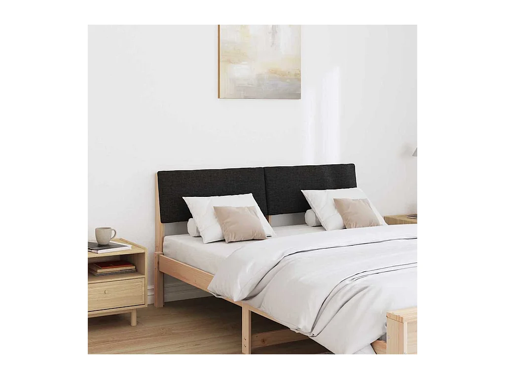 Tête de lit capitonnée Noir 140 cm Pin massif