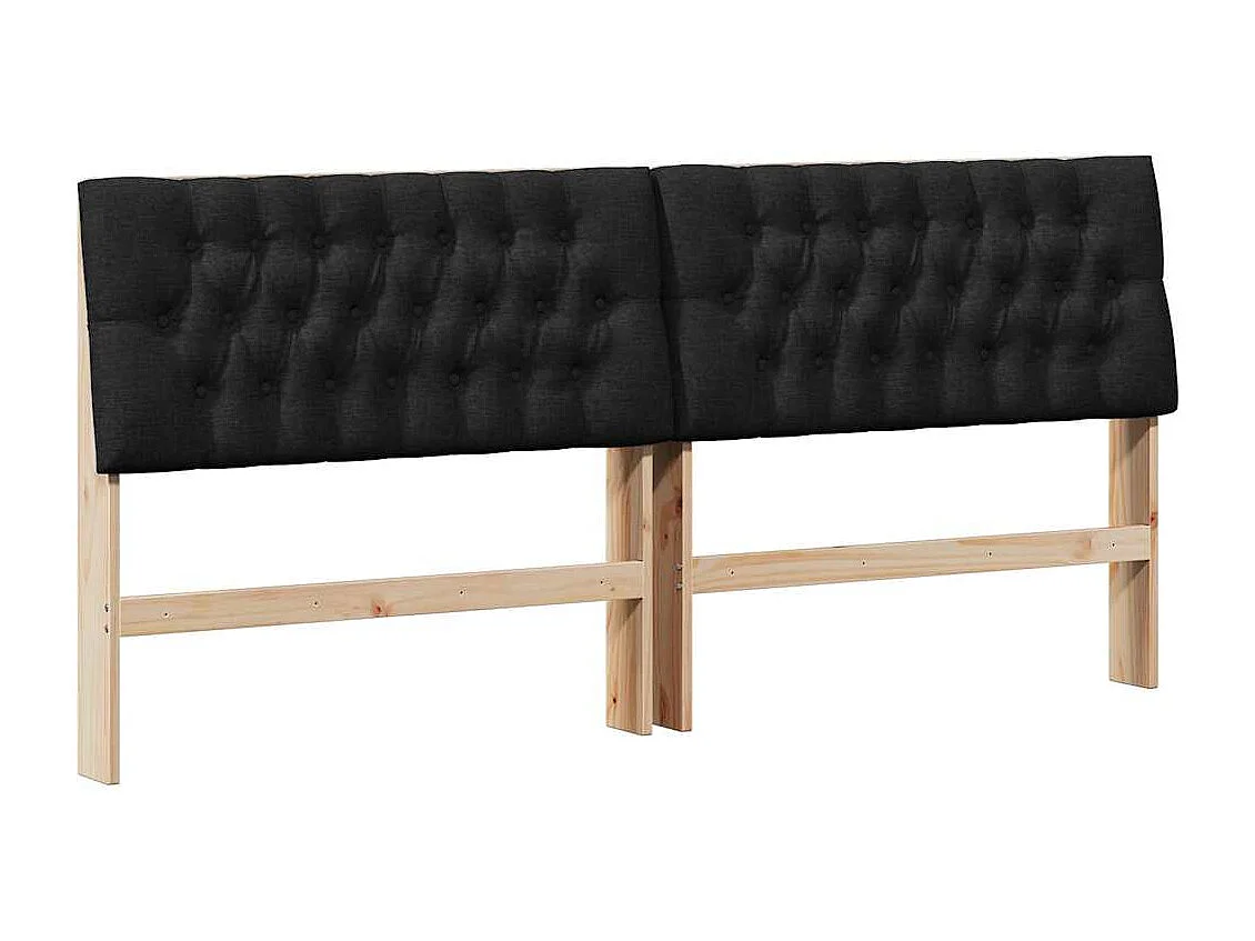 Gestoffeerd hoofdbord Zwart 200 cm Massief grenenhout