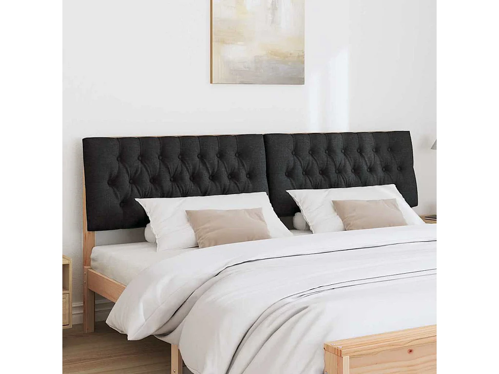 Gestoffeerd hoofdbord Zwart 200 cm Massief grenenhout